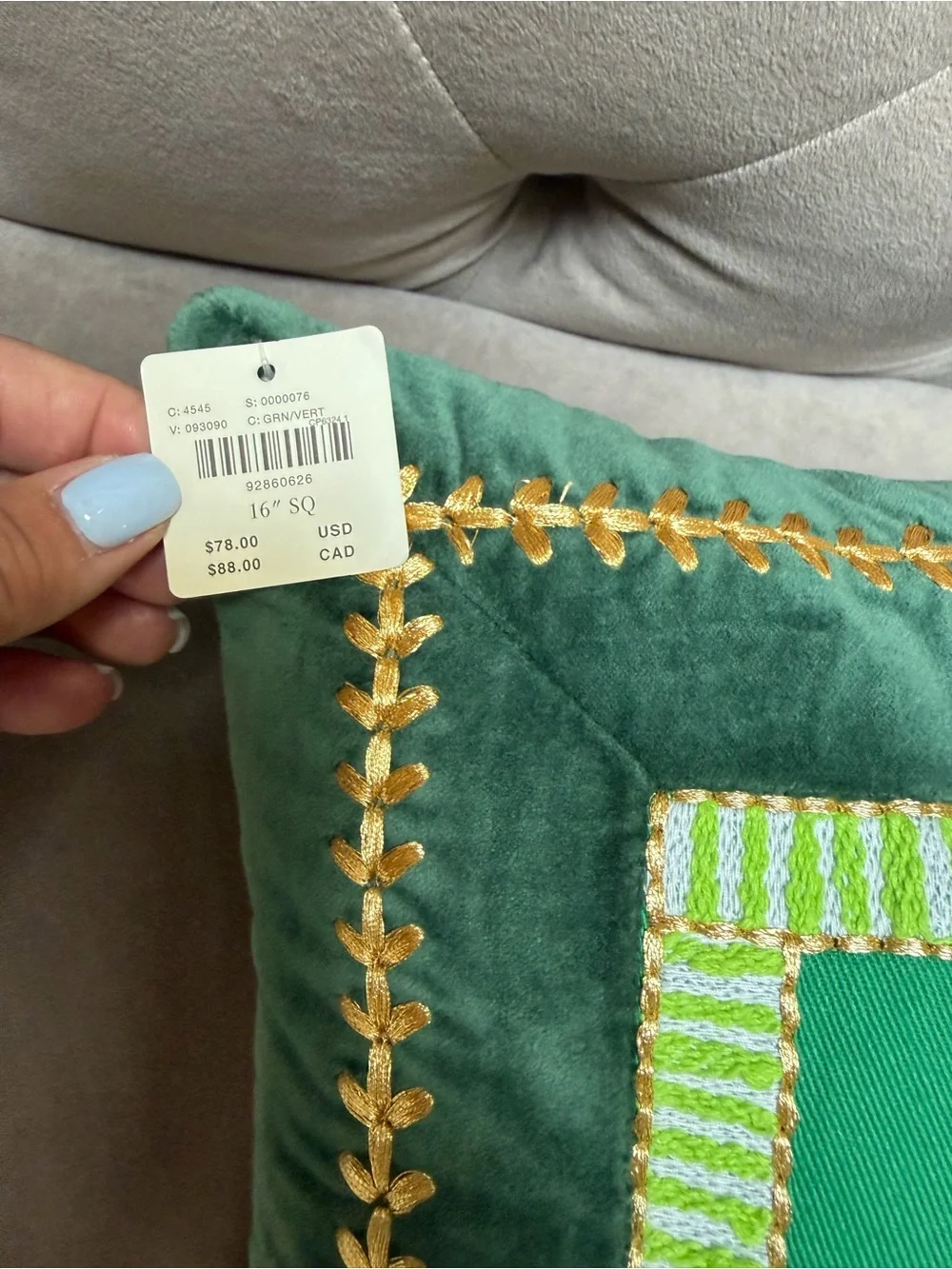 Holiday 'Up To Snow Good' Green Decorative Pillow from Anthropologie